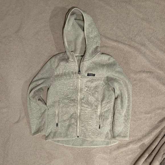 L.L. Bean's Sweater Fleece Full-Zip Hoodie in Cream - Women's Petite Small - Picture 3 of 10